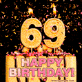 Happy 69th Birthday Cake GIF and Video with sound free download