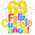 Imagen GIF festiva y colorida de feliz cumpleaños número 69