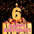 Happy 6th Birthday Cake GIF and Video with sound free download