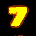 Seven (7) GIF, fire animated number on black background