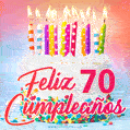 Cumpleaños de 70 - delicioso pastel de cumpleaños con velas