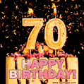 Happy 70th Birthday Cake GIF and Video with sound free download