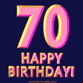 Happy 70th Birthday Cool 3D Text Animation GIF