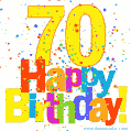 Festive and Colorful Happy 70th Birthday GIF Image
