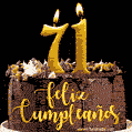 Felices 71 Años - Hermosa imagen de pastel de feliz cumpleaños