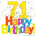 Festive and Colorful Happy 71st Birthday GIF Image
