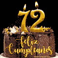 Felices 72 Años - Hermosa imagen de pastel de feliz cumpleaños