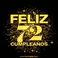 GIF animado para cumpleaños con el número 72 - feliz cumpleaños gif de fuegos artificiales