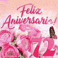 Lindas rosas e borboletas - 72 anos de feliz aniversário GIF