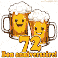 Image animée de deux pintes de bière sautantes amusantes pour son 72 anniversaire