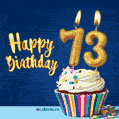 Happy Birthday - 73 Years Old Animated Card