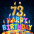 Best Happy 73rd Birthday Cake with Colorful Candles GIF