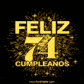 GIF animado para cumpleaños con el número 74 - feliz cumpleaños gif de fuegos artificiales
