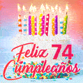 Cumpleaños de 74 - delicioso pastel de cumpleaños con velas