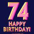 Happy 74th Birthday Cool 3D Text Animation GIF