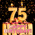Happy 75th Birthday Cake GIF and Video with sound free download