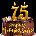Gâteau d'anniversaire avec bougies GIF – 75 ans