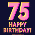 Happy 75th Birthday Cool 3D Text Animation GIF