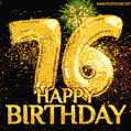 76th Birthday Greeting Card - Amazing Bursts of Fireworks (GIF)