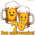 Image animée de deux pintes de bière sautantes amusantes pour son 76 anniversaire