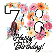 A floral 78th birthday animated greeting card. The number '78' is surrounded by animated flowers and butterflies, creating a beautiful and cheerful way to celebrate the milestone.