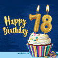 Happy Birthday - 78 Years Old Animated Card