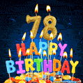 Best Happy 78th Birthday Cake with Colorful Candles GIF