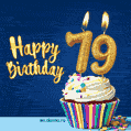 Happy Birthday - 79 Years Old Animated Card