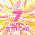 Congratulations on your 7th birthday! Happy 7th birthday GIF, free download.