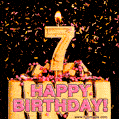 Happy 7th Birthday Cake GIF and Video with sound free download