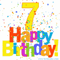 Festive and Colorful Happy 7th Birthday GIF Image