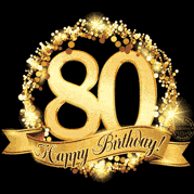 Happy 80th Birthday Anniversary Card, Gold Glitter and Sparkles