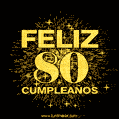 GIF animado para cumpleaños con el número 80 - feliz cumpleaños gif de fuegos artificiales
