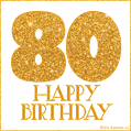 Gold Glitter 80th Birthday GIF