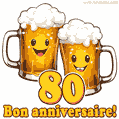 Image animée de deux pintes de bière sautantes amusantes pour son 80 anniversaire