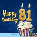 Happy Birthday - 81 Years Old Animated Card