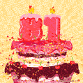 Hand Drawn 81st Birthday Cake Greeting Card (Animated Loop GIF)