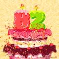 Hand Drawn 82nd Birthday Cake Greeting Card (Animated Loop GIF)