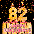 Happy 82nd Birthday Cake GIF and Video with sound free download