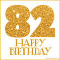 Gold Glitter 82nd Birthday GIF