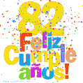 Imagen GIF festiva y colorida de feliz cumpleaños número 82
