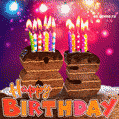 83rd Birthday Card - Chocolate Cake and Candles