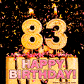 Happy 83rd Birthday Cake GIF and Video with sound free download