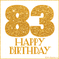 Gold Glitter 83rd Birthday GIF