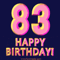 Happy 83rd Birthday Cool 3D Text Animation GIF