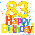 Festive and Colorful Happy 83rd Birthday GIF Image