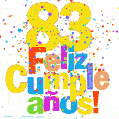 Imagen GIF festiva y colorida de feliz cumpleaños número 83
