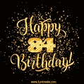 Gold Confetti Animation (loop, gif) - Happy 84th Birthday Lettering Card