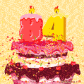 Hand Drawn 84th Birthday Cake Greeting Card (Animated Loop GIF)