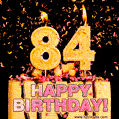 Happy 84th Birthday Cake GIF and Video with sound free download